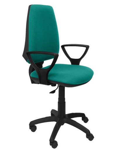 Modelo Elche CP - Silla de oficina ergonómica con mecanismo permanente y regulable en altura - Asiento y respaldo tapizados en tejido BALI color turquesa (BRAZOS FIJOS INCLUIDOS)