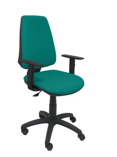 Modelo Elche CP - Silla de oficina ergonómica con mecanismo permanente y regulable en altura - Asiento y respaldo tapizados en tejido BALI color turquesa (BRAZOS REGULABLES EN ALTURA)