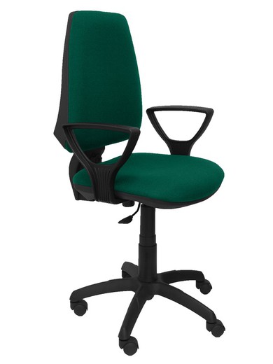 Modelo Elche CP - Silla de oficina ergonómica con mecanismo permanente y regulable en altura - Asiento y respaldo tapizados en tejido BALI color verde esmeralda (BRAZOS FIJOS INCLUIDOS)