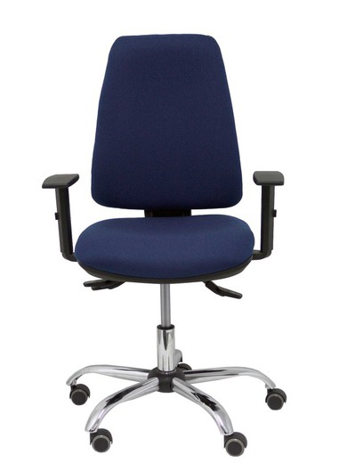 Modelo Elche S 24 horas - Silla de oficina ergonómica con mecanismo asincro y regulable en altura - Asiento y respaldo tapizados en tejido BALI color azul marino - Brazos regulables - Espuma viscoelástica (USO INTENSIVO 24 HORAS)