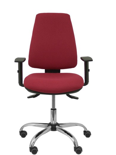 Modelo Elche S 24 horas - Silla de oficina ergonómica con mecanismo asincro y regulable en altura - Asiento y respaldo tapizados en tejido BALI color granate - Brazos regulables - Espuma viscoelástica (USO INTENSIVO 24 HORAS)