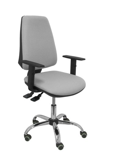 Modelo Elche S 24 horas - Silla de oficina ergonómica con mecanismo asincro y regulable en altura - Asiento y respaldo tapizados en tejido BALI color gris - Brazos regulables - Espuma viscoelástica - (USO INTENSIVO 24 HORAS)