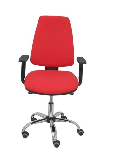 Modelo Elche S 24 horas - Silla de oficina ergonómica con mecanismo asincro y regulable en altura - Asiento y respaldo tapizados en tejido BALI color rojo - Brazos regulables - Espuma viscoelástica - (USO INTENSIVO 24 HORAS)