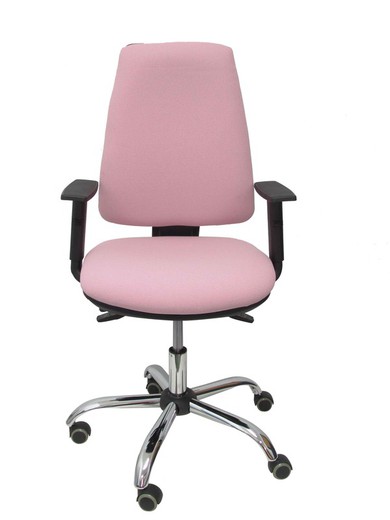 Modelo Elche S 24 horas - Silla de oficina ergonómica con mecanismo asincro y regulable en altura - Asiento y respaldo tapizados en tejido BALI color rosa pálido - Brazos regulables - Espuma viscoelástica - (USO INTENSIVO 24 HORAS)