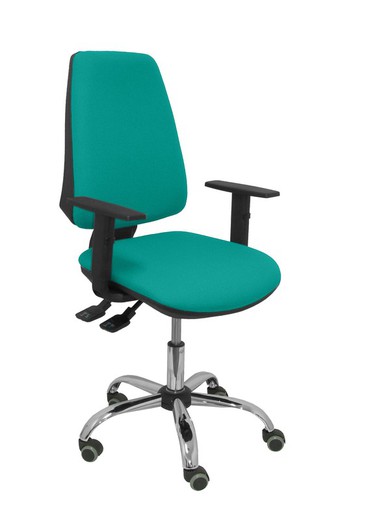 Modelo Elche S 24 horas - Silla de oficina ergonómica con mecanismo asincro y regulable en altura - Asiento y respaldo tapizados en tejido BALI color turquesa - Brazos regulables - Espuma viscoelástica (USO INTENSIVO 24 HORAS)