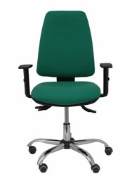 Modelo Elche S 24 horas - Silla de oficina ergonómica con mecanismo asincro y regulable en altura - Asiento y respaldo tapizados en tejido BALI color verde esmeralda - Brazos regulables - Espuma viscoelástica (USO INTENSIVO 24 HORAS)