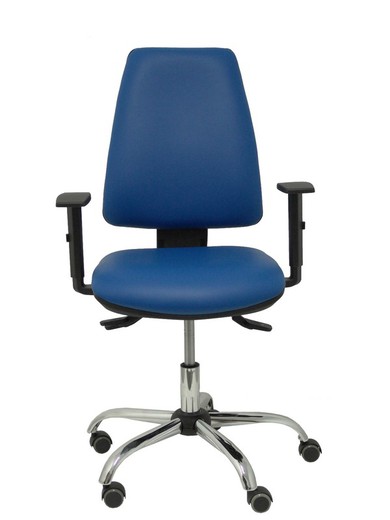 Modelo Elche S 24 horas - Silla de oficina ergonómica con mecanismo asincro y regulable en altura - Asiento y respaldo tapizados en tejido similpiel color azul - Brazos regulables - Espuma viscoelástica - (USO INTENSIVO 24 HORAS)