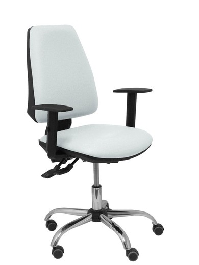 Modelo Elche S 24 horas - Silla de oficina ergonómica con mecanismo asincro y regulable en altura - Asiento y respaldo tapizados en tejido similpiel color blanco - Brazos regulables - Espuma viscoelástica - (USO INTENSIVO 24 HORAS)