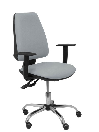 Modelo Elche S 24 horas - Silla de oficina ergonómica con mecanismo asincro y regulable en altura - Asiento y respaldo tapizados en tejido similpiel color gris - Brazos regulables - Espuma viscoelástica - (USO INTENSIVO 24 HORAS)