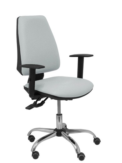 Modelo Elche S 24 horas - Silla de oficina ergonómica con mecanismo asincro y regulable en altura - Asiento y respaldo tapizados en tejido similpiel color gris claro - Brazos regulables - Espuma viscoelástica - (USO INTENSIVO 24 HORAS)