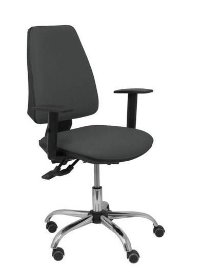 Modelo Elche S 24 horas - Silla de oficina ergonómica con mecanismo asincro y regulable en altura - Asiento y respaldo tapizados en tejido similpiel color gris oscuro - Brazos regulables - Espuma viscoelástica - (USO INTENSIVO 24 HORAS)