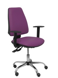 Modelo Elche S 24 horas - Silla de oficina ergonómica con mecanismo asincro y regulable en altura - Asiento y respaldo tapizados en tejido similpiel color morado - Brazos regulables - Espuma viscoelástica - (USO INTENSIVO 24 HORAS)