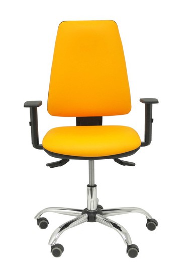 Modelo Elche S 24 horas - Silla de oficina ergonómica con mecanismo asincro y regulable en altura - Asiento y respaldo tapizados en tejido similpiel color naranja - Brazos regulables - Espuma viscoelástica - (USO INTENSIVO)