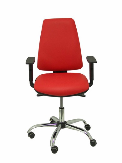 Modelo Elche S 24 horas - Silla de oficina ergonómica con mecanismo asincro y regulable en altura - Asiento y respaldo tapizados en tejido similpiel color rojo - Brazos regulables - Espuma viscoelástica - (USO INTENSIVO 24 HORAS)