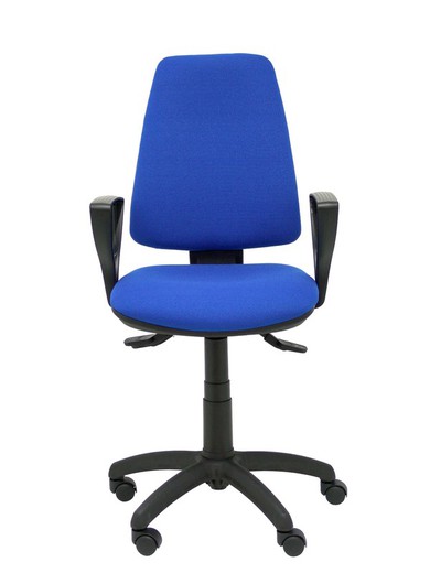 Modelo Elche S - Silla de oficina ergonómica con mecanismo asincro, regulable en altura y ruedas de nailon - Asiento y respaldo tapizados en tejido BALI color azul (BRAZOS FIJOS INCLUIDOS)