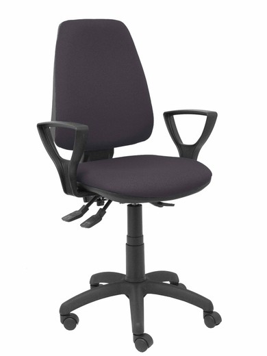 Modelo Elche S - Silla de oficina ergonómica con mecanismo asincro, regulable en altura y ruedas de nailon - Asiento y respaldo tapizados en tejido BALI color gris oscuro (BRAZOS FIJOS INCLUIDOS)