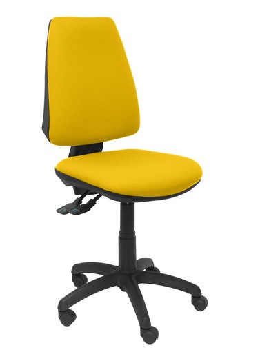 Modelo Elche S - Silla de oficina ergonómica con mecanismo sincro, regulable en altura y ruedas de nailon - Asiento y respaldo tapizados en tejido BALI color amarillo