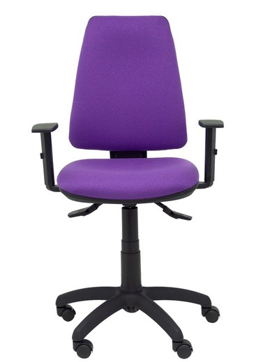 Modelo Elche S - Silla de oficina ergonómica con mecanismo sincro, regulable en altura y ruedas de nailon - Asiento y respaldo tapizados en tejido BALI color lila (BRAZOS REGULABLES EN ALTURA)