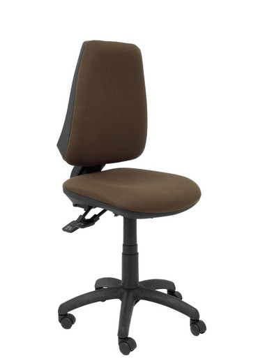 Modelo Elche S - Silla de oficina ergonómica con mecanismo sincro, regulable en altura y ruedas de nailon  Asiento y respaldo tapizados en tejido BALI color marrón oscuro