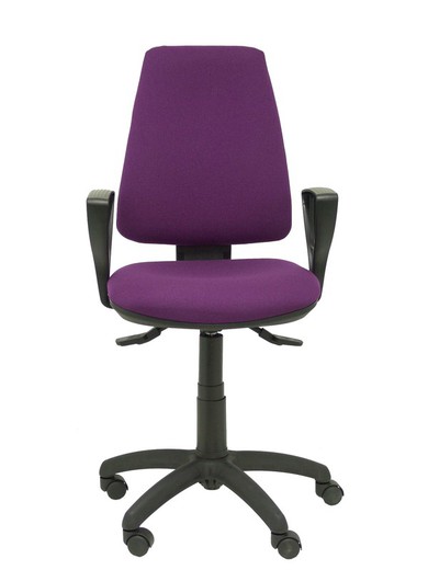 Modelo Elche S - Silla de oficina ergonómica con mecanismo sincro, regulable en altura y ruedas de nailon - Asiento y respaldo tapizados en tejido BALI color morado (BRAZOS FIJOS INCLUIDOS)