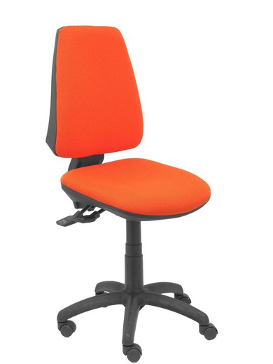 Modelo Elche S - Silla de oficina ergonómica con mecanismo sincro, regulable en altura y ruedas de nailon - Asiento y respaldo tapizados en tejido BALI color naranja oscuro