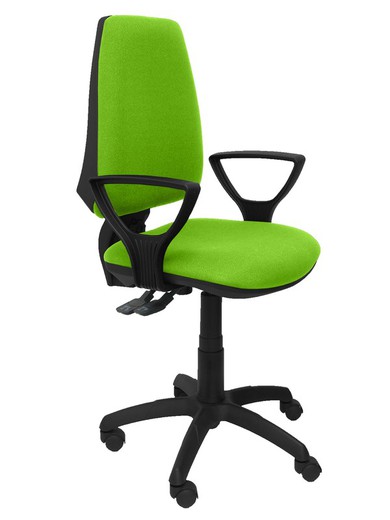 Modelo Elche S - Silla de oficina ergonómica con mecanismo sincro, regulable en altura y ruedas de nailon - Asiento y respaldo tapizados en tejido BALI color pistacho (BRAZOS FIJOS INCLUIDOS)