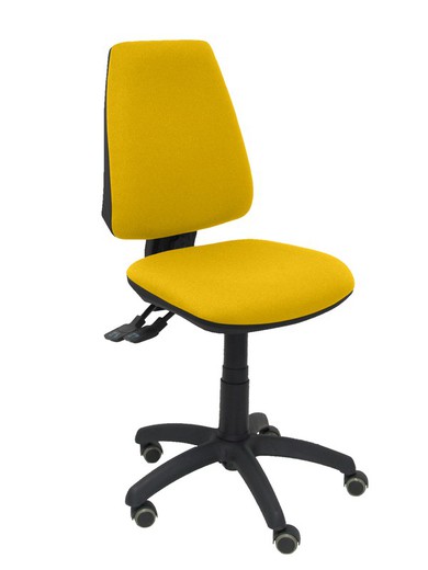 Modelo Elche S - Silla de oficina ergonómica con mecanismo sincro, regulable en altura y ruedas de parqué - Asiento y respaldo tapizados en tejido BALI color amarillo