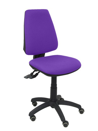 Modelo Elche S - Silla de oficina ergonómica con mecanismo sincro, regulable en altura y ruedas de parqué - Asiento y respaldo tapizados en tejido BALI color lila