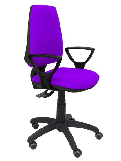 Modelo Elche S - Silla de oficina ergonómica con mecanismo sincro, regulable en altura y ruedas de parqué - Asiento y respaldo tapizados en tejido BALI color lila (BRAZOS FIJOS INCLUIDOS)