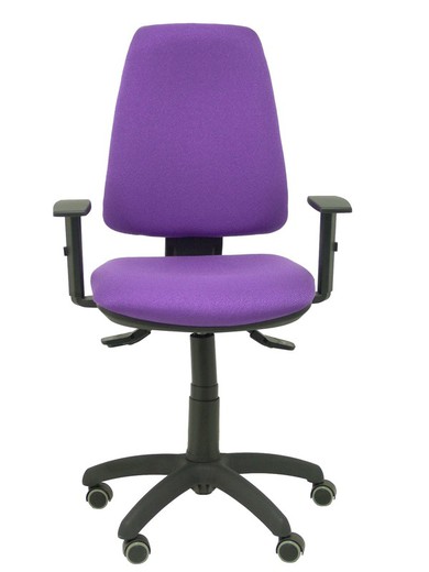 Modelo Elche S - Silla de oficina ergonómica con mecanismo sincro, regulable en altura y ruedas de parqué - Asiento y respaldo tapizados en tejido BALI color lila (BRAZOS REGULABLES EN ALTURA)