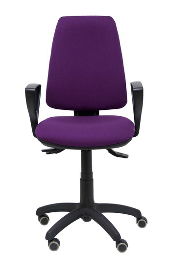 Modelo Elche S - Silla de oficina ergonómica con mecanismo sincro, regulable en altura y ruedas de parqué - Asiento y respaldo tapizados en tejido BALI color morado (BRAZOS FIJOS INCLUIDOS)