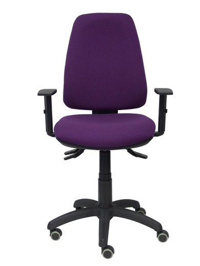 Modelo Elche S - Silla de oficina ergonómica con mecanismo sincro, regulable en altura y ruedas de parqué - Asiento y respaldo tapizados en tejido BALI color morado (BRAZOS REGULABLES EN ALTURA)