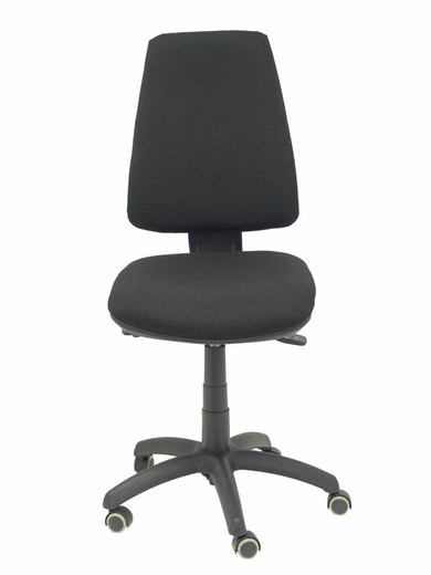 Modelo Elche S - Silla de oficina ergonómica con mecanismo sincro, regulable en altura y ruedas de parqué - Asiento y respaldo tapizados en tejido BALI color negro