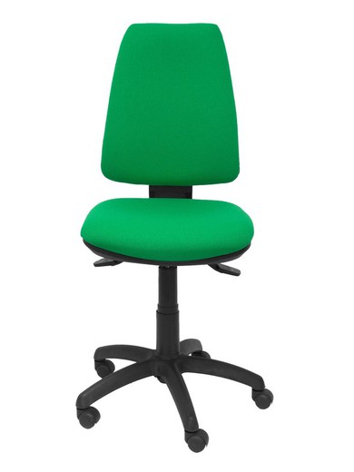 Modelo Elche S - Silla de oficina ergonómica con mecanismo sincro, regulable en altura y ruedas de parqué  Asiento y respaldo tapizados en tejido BALI color verde