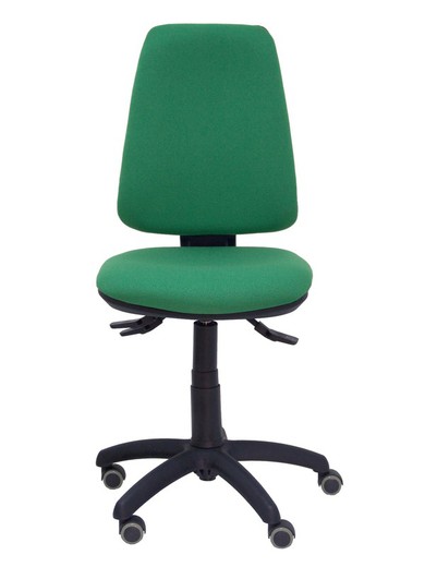 Modelo Elche S - Silla de oficina ergonómica con mecanismo sincro, regulable en altura y ruedas de parqué - Asiento y respaldo tapizados en tejido BALI color verde esmeralda