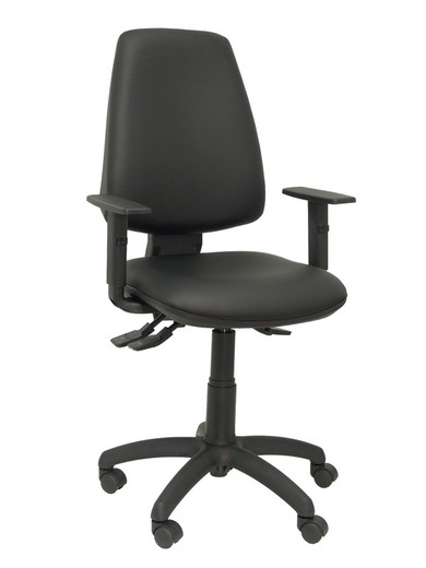 Modelo Elche S - Silla de oficina ergonómica con mecanismo sincro y regulable en altura - Asiento y respaldo tapizados en similpiel color negro (BRAZOS REGULABLES INCLUIDOS)