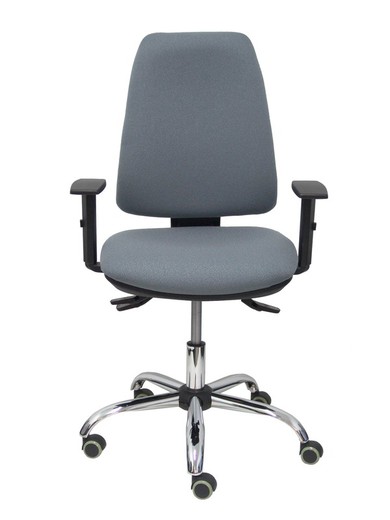 Modelo Elche - Silla de oficina ergonómica con mecanismo asincro y regulable en altura - Asiento y respaldo tapizados en tejido BALI color gris - Brazos regulables - Espuma viscoelástica - USO INTENSIVO 24 HORAS