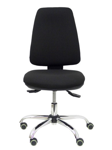 Modelo Elche - Silla de oficina ergonómica con mecanismo asincro y regulable en altura - Asiento y respaldo tapizados en tejido BALI color negro - Espuma viscoelástica, base cromada y ruedas con rodamiento de goma.