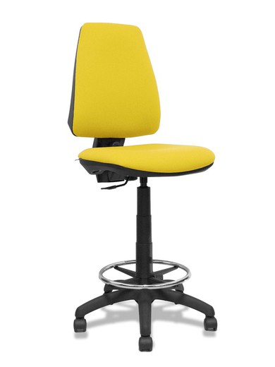 Modelo Elche Taburete CP - Taburete ergonómico con mecanismo de contacto permanente y regulable en altura - Asiento y respaldo tapizados en tejido BALI color amarillo