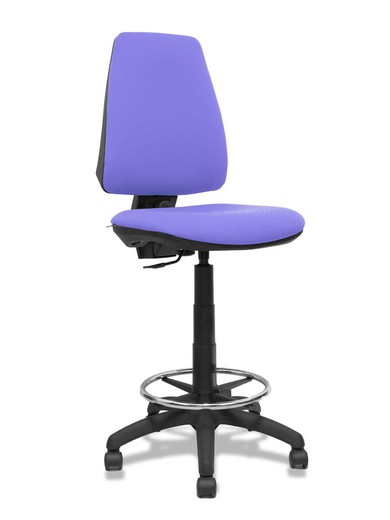 Modelo Elche Taburete CP - Taburete ergonómico con mecanismo de contacto permanente y regulable en altura - Asiento y respaldo tapizados en tejido BALI color azul claro.