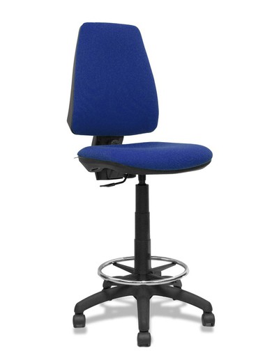 Modelo Elche Taburete CP - Taburete ergonómico con mecanismo de contacto permanente y regulable en altura - Asiento y respaldo tapizados en tejido BALI color azul marino.