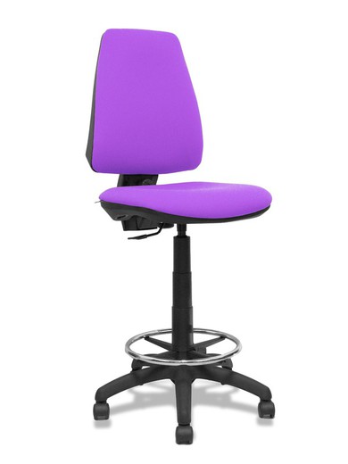 Modelo Elche Taburete CP - Taburete ergonómico con mecanismo de contacto permanente y regulable en altura - Asiento y respaldo tapizados en tejido BALI color lila.