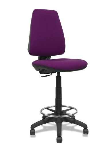 Modelo Elche Taburete CP - Taburete ergonómico con mecanismo de contacto permanente y regulable en altura - Asiento y respaldo tapizados en tejido BALI color morado.