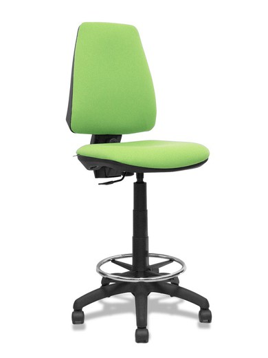 Modelo Elche Taburete CP - Taburete ergonómico con mecanismo de contacto permanente y regulable en altura - Asiento y respaldo tapizados en tejido BALI color pistacho.