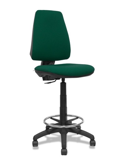 Modelo Elche Taburete CP - Taburete ergonómico con mecanismo de contacto permanente y regulable en altura - Asiento y respaldo tapizados en tejido BALI color verde botella.