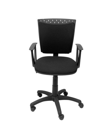 Modelo Ferez - Silla de oficina ergonómica, giratoria y regulable en altura - Asiento y respaldo tapizados en tejido BALI color negro