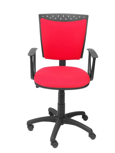 Modelo Ferez - Silla de oficina ergonómica, giratoria y regulable en altura - Asiento y respaldo tapizados en tejido BALI color rojo