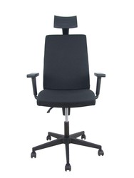 Modelo I-Line - Silla de oficina ergonómica, giratorio y regulable en altura - Asiento y respaldo tapizados en tejido ARAN color negro (CON CABECERO INCLUIDO)