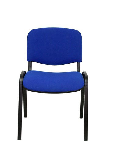 Modelo Iso  Pack de 2 sillas confidentes ergonómica, apilable, multiusos y estructura en color negro. Asiento y respaldo tapizados en tejido ARAN color azul.