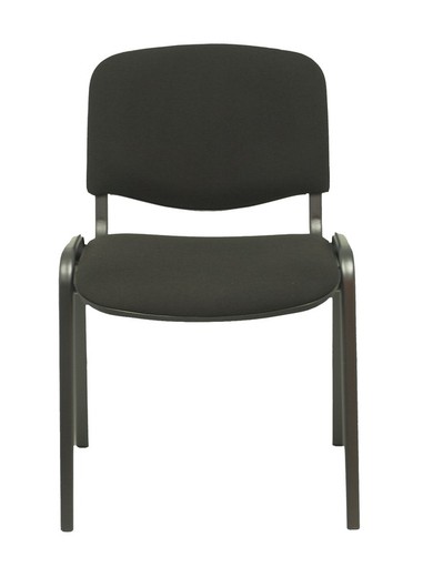 Modelo Iso  Pack de 2 sillas confidentes ergonómica, apilable, multiusos y estructura en color negro. Asiento y respaldo tapizados en tejido ARAN color negro.